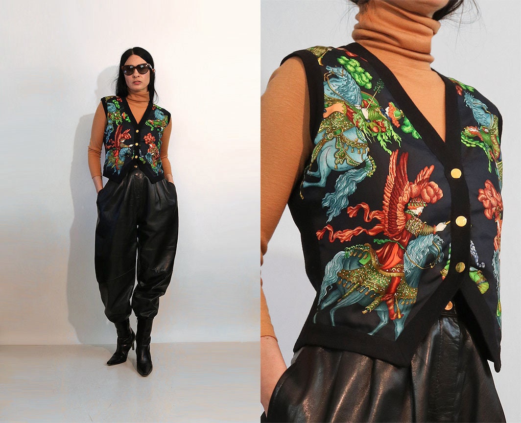 Hermes Les Fetes De Roi Soleil Silk Scarf Vest, Vintage