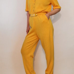 St John Orange Wool Knit Jumpsuit / Vintage 1980s Marigold / 80s Golden Orange St John Jumpsuit image 3