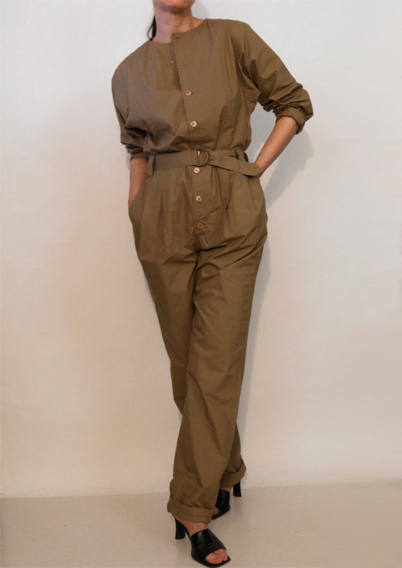 Christian Dior Coffee Cream Cotton Jumpsuit / Rar… - image 2