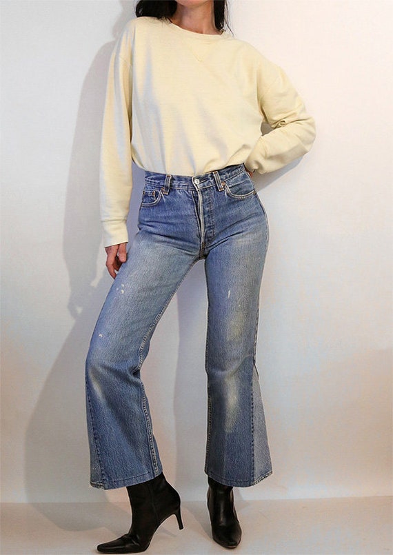 Reserved 70s Levi's 501 Faded Reconstructed Flare… - image 2