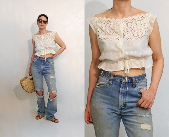 Antique Eyelet Lace Camisole / Vintage Victorian W