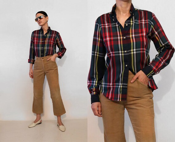 70s Tartan Cotton Shirt /