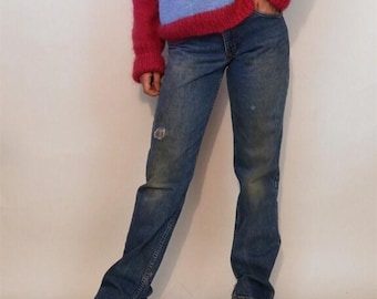 70s 80s Levi's 506 Orange Tab Jeans, Faded Denim, Tag 30x34 (Actual 29x33) , Straight Leg Ripped Worn Levis