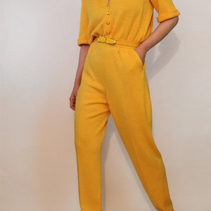 St John Orange Wool Knit Jumpsuit / Vintage 1980s Marigold / 80s Golden Orange St John Jumpsuit image 7