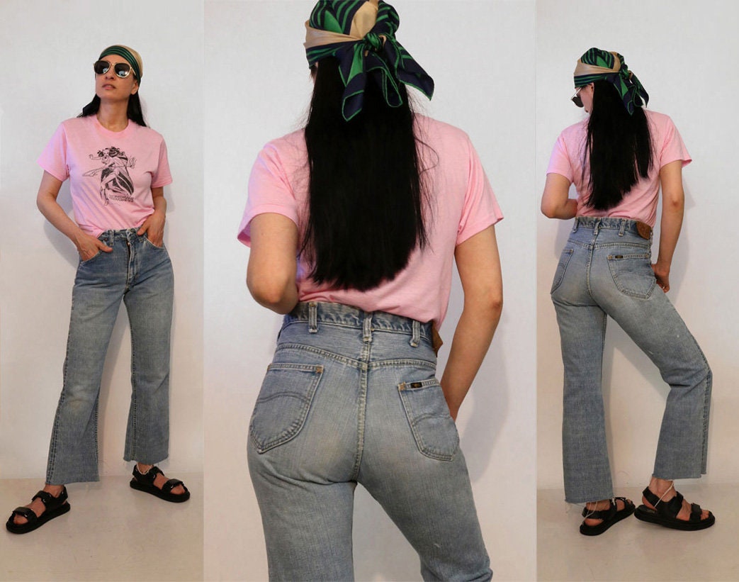 70s Faded Lee Riders Flared Jeans 30x27 
