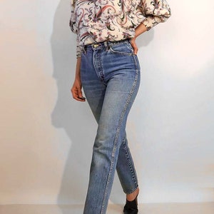 Jeans Wrangler descoloridos de los años 70, talla 25x29, Jeans Wrangler de pierna recta con bordado de caballo descoloridos y desgastados de los años 70, Wranglers de cintura 25 imagen 4