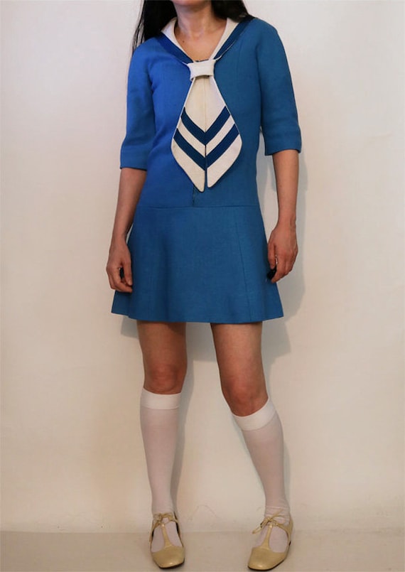 60s Jean Muir Linen Sailor Dress / Vintage Rare C… - image 5