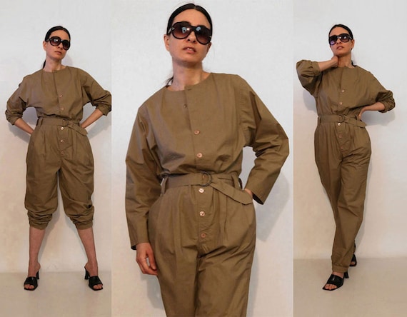 Christian Dior Coffee Cream Cotton Jumpsuit / Rar… - image 1