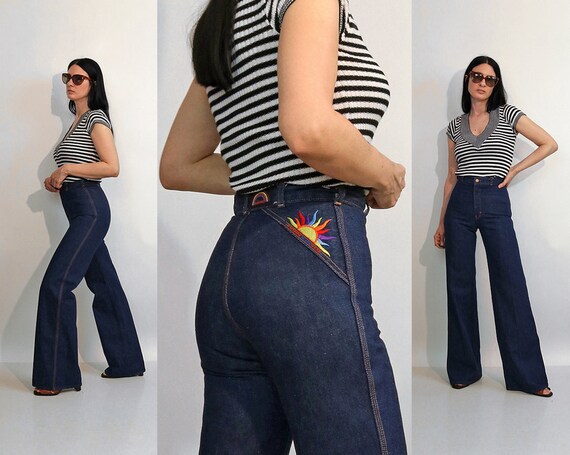 70's embroidered jeans