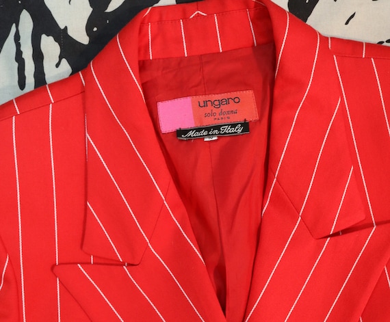 Ungaro Red and White Pinstriped Skirt Suit, Vinta… - image 10