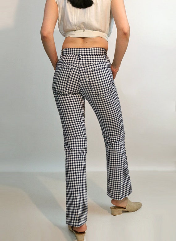 70s Levi's Big E Gingham Pants 26x29 / Rare Vinta… - image 3