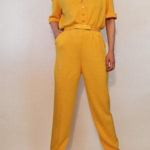 St John Orange Wool Knit Jumpsuit / Vintage 1980s Marigold / 80s Golden Orange St John Jumpsuit image 8