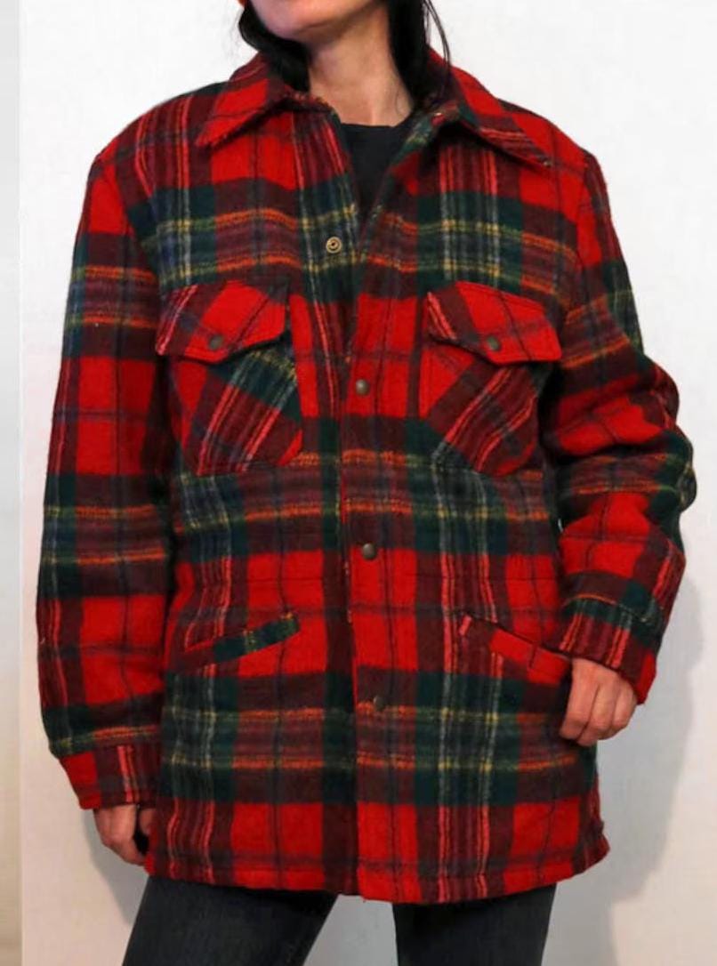 ジャケット・アウター CARSS MACKINAW 50s Vintage Coat TEDS Vintage Carss Mackinaw Wool Buffalo Red/Black Plaid Hunting