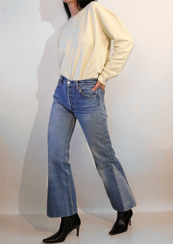 Reserved 70s Levi's 501 Faded Reconstructed Flare… - image 3