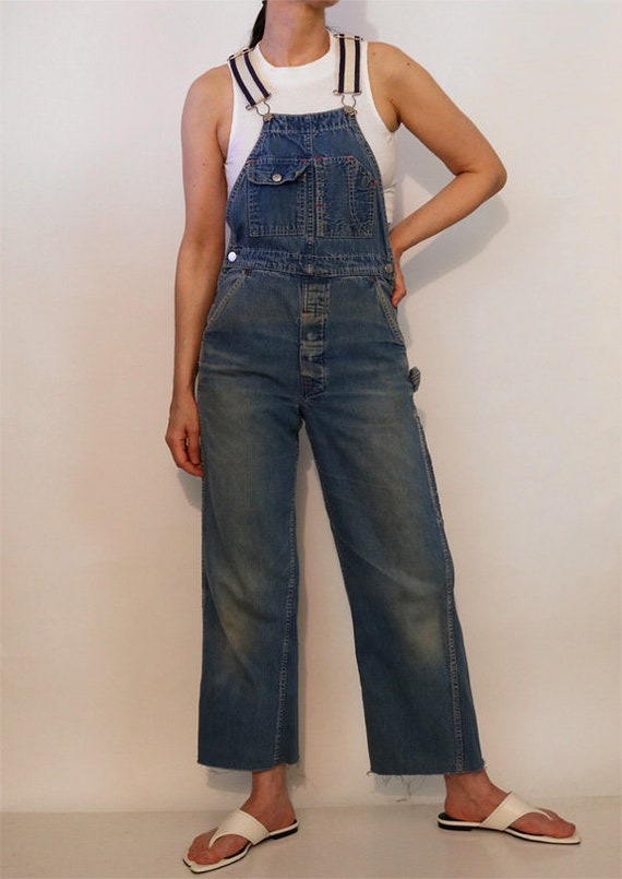 Rare 70s Madewell Patched & Faded Denim Overalls … - image 7