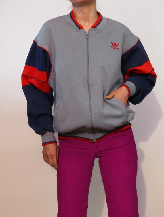 70s Adidas Tri-color Zip-up Track Jacket / Vintage 1970s Color