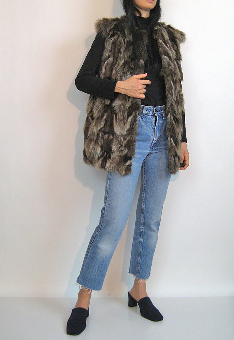 70s Chevron Fur Vest / Vintage 1970s Genuine Fur Vest / Etsy