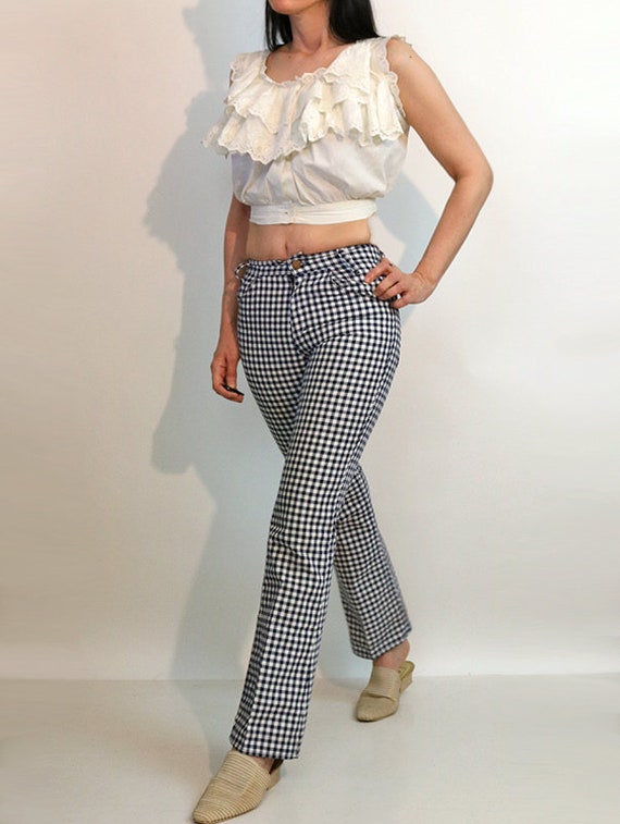 70s Levi's Big E Gingham Pants 26x29 / Rare Vinta… - image 2