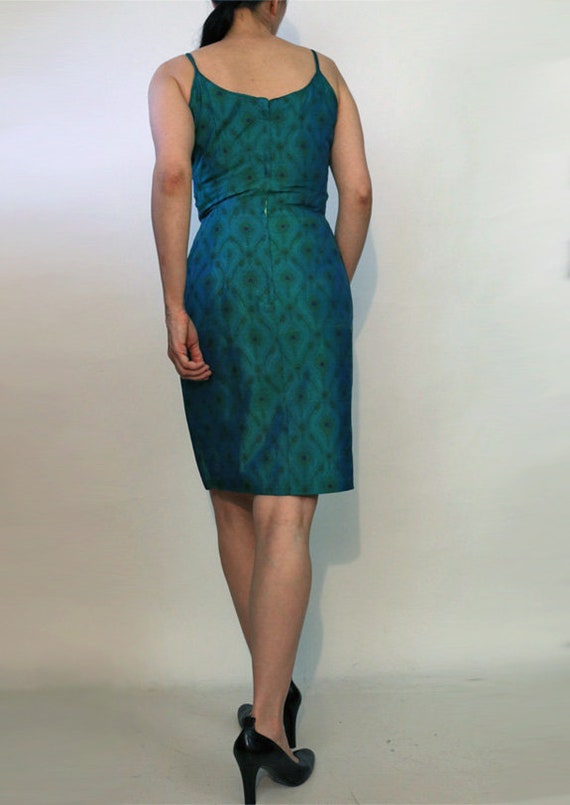 50s Jade Silk 2 Pc Dress Set, Vintage 1950s Blue … - image 4