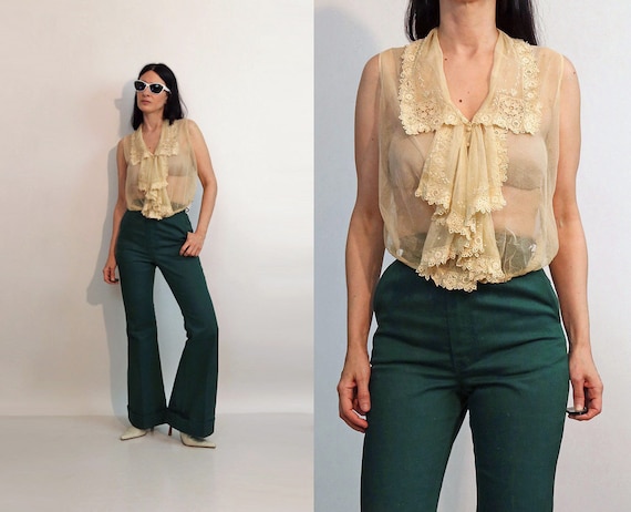 sheer cropped blouse