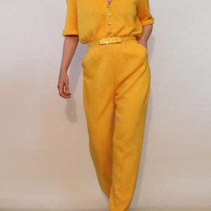 St John Orange Wool Knit Jumpsuit / Vintage 1980s Marigold / 80s Golden Orange St John Jumpsuit image 5