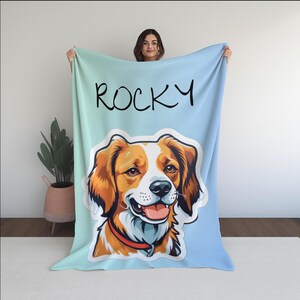 Personalized Dog Blanket | Pet Photo Blanket | Custom Cartoon Pet Blanket | Kid Blanket | Dad Gift | Pet Lover Gift | Family Gift | Mom Gift