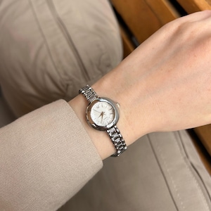 Trendy Women Watch, Round Silver Colour White Dial Woman Wrist Watch, Adjustable Metal Band Women Watch, Present for Her, Gift for Her