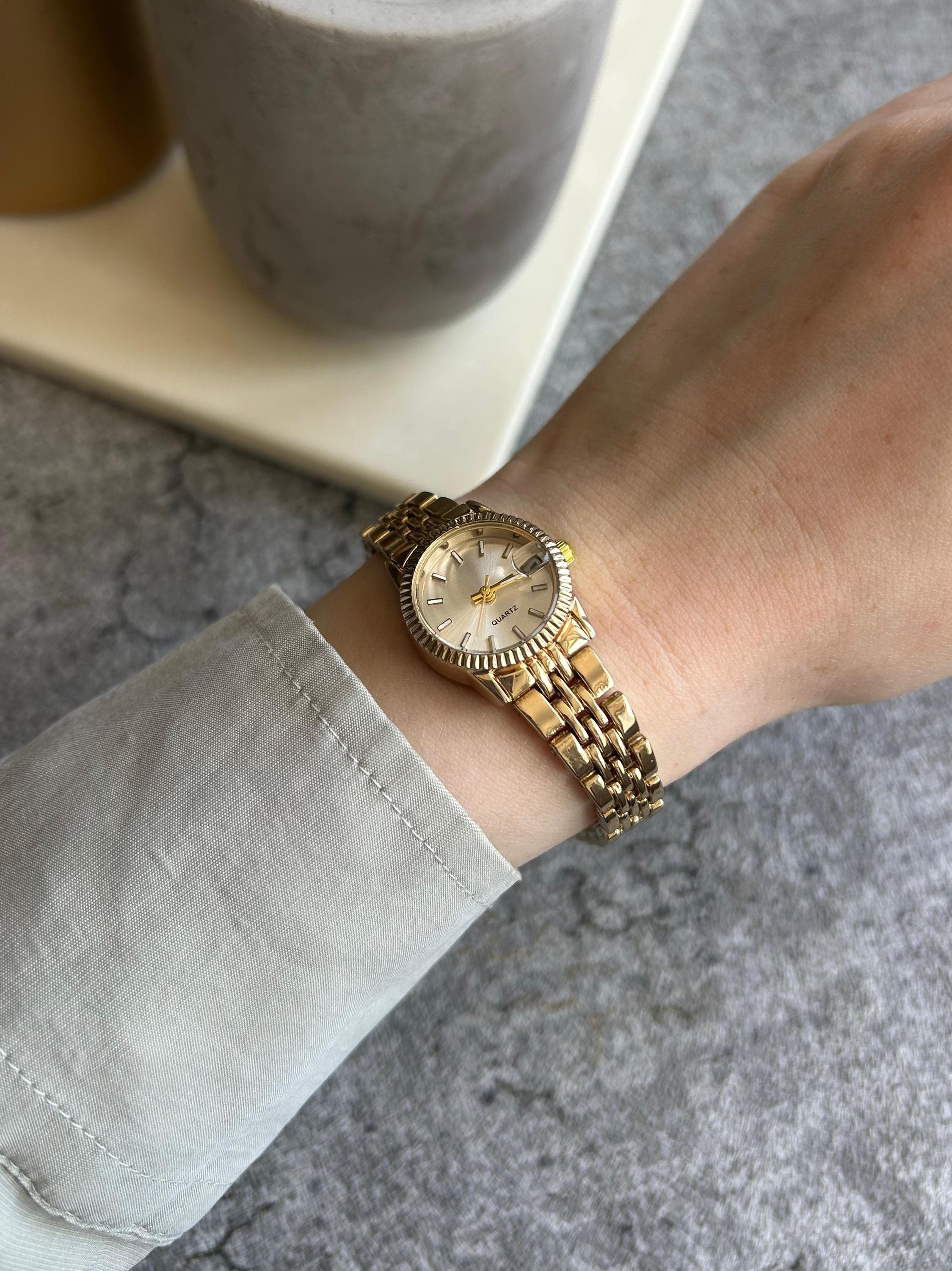 Orologio da donna in oro, cinturino in acciaio classico, orologio