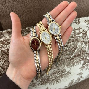 Gold Oval Watch Womens Watch, Vintage Bracelet Watch, Elegant WristWatch for Women, Minimalist Ladies Watch, Tiny Gold Watch Gift