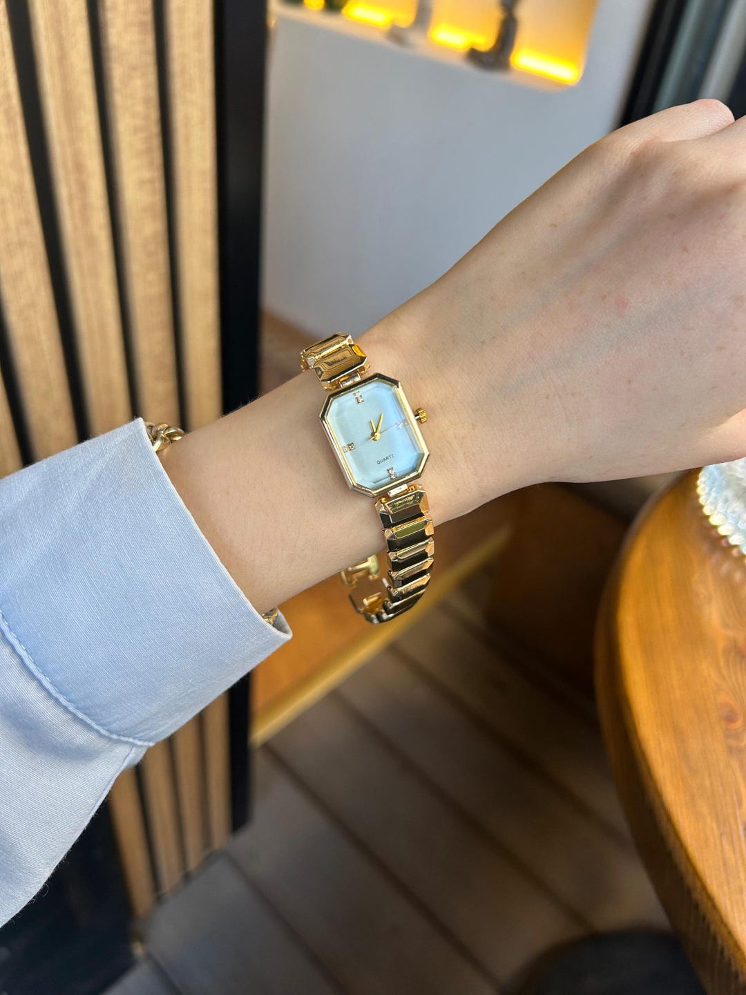 White Rectangle Watch Gold Rectangle Watch for Women: White Dial Vintage Minimalist Design - Etsy