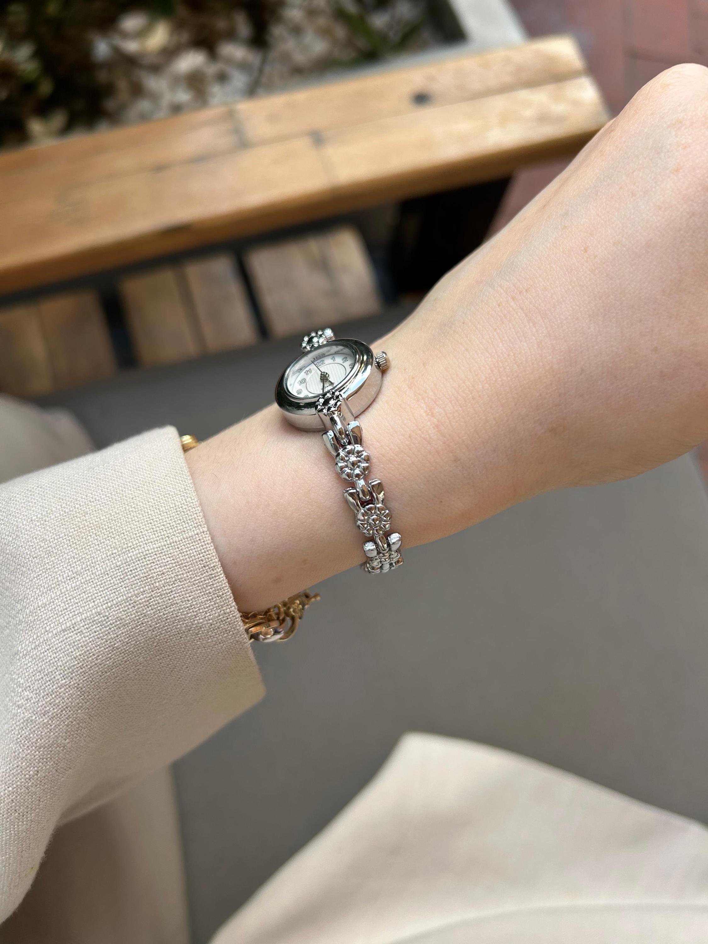 Silver Round Roman Numeral Bracelet Watch - White Dial Petite Roman Numerals Date 5-link Silver main image 3
