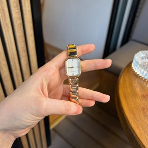 Rectangle Watch for Women, Adjustable Metal Band Gold Women Watch, Vintage Design, Present for Her, Gift for Her, White Dial, Trendy Watch