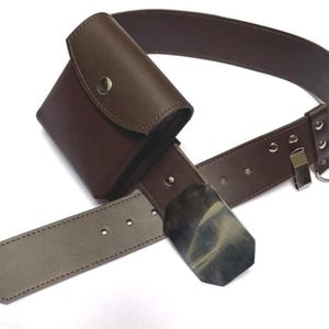 ROTJ Luke Skywalker Jedi Belt – Real Leather, Saber Clip, Pouch, & Metal Buckle – Star Wars Cosplay Accessory
