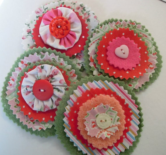 Items similar to Fabric Flower Embellishment Set on Etsy