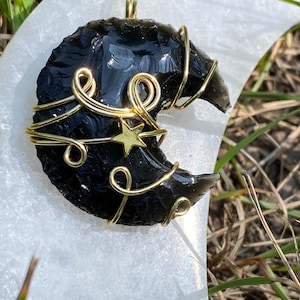 Wire wrapped obsidian pendants