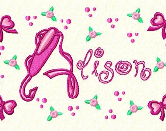Ballet Monogram Font Alphabet - Machine Embroidery Designs
