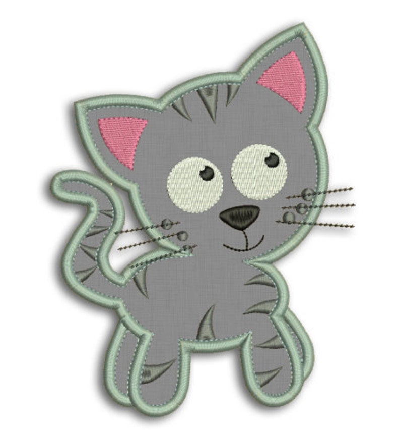Cute cat 2 applique 4x4 5x7  6x10 machine embroidery  etsy