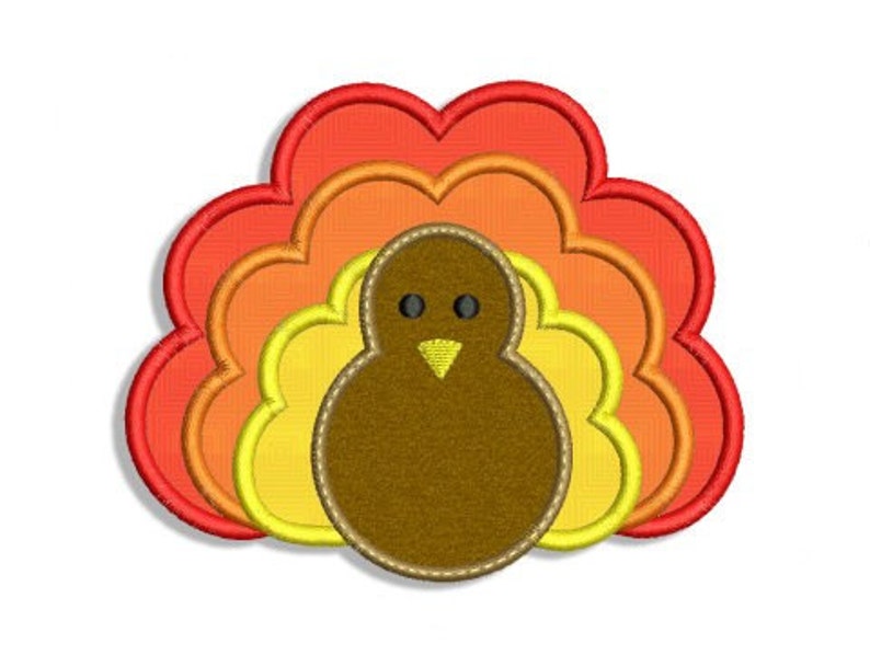 Thanksgiving Turkey Applique Machine Embroidery Design Etsy