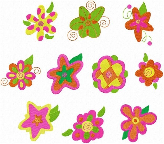 Fun N Funky Flowers Monogram Font Machine Embroidery Designs - Etsy