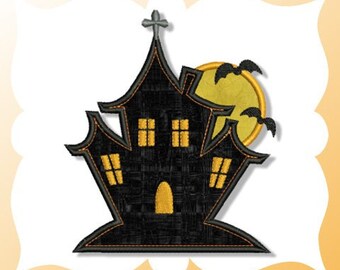 Haunted House Applique Machine Embroidery Design
