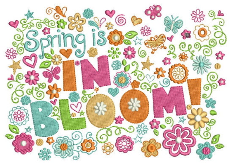 Spring is in bloom machine embroidery design 5x7  etsy