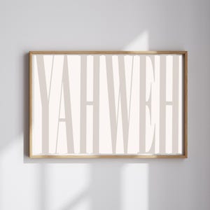 Neutral Abstract Modern Minimalist YAHWEH Poster, Christian Art Print, Faith Poster, Gift for God Lovers, Faith Decor, Religious Home Print