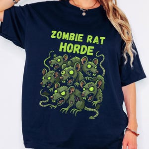 ゾンビラットホードシャツ - 恐ろしいアンデッド齧歯類Tシャツ、ホラーグラフィックTシャツ、不気味なハロウィントップス、ゲーマーギフト、ゴシックスプーキー、クリーチャーシャツ