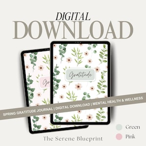 Digital Gratitude Journal | Daily Gratitude Journal for iPad, GoodNotes | Digital Journal | Mental Health, Self Care & Mindfulness Journal