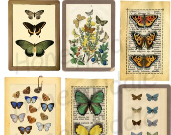 Butterfly Journal cards, Nature inspired, Butterflies Printable ephemera, Butterfly Collage Sheet, digital download