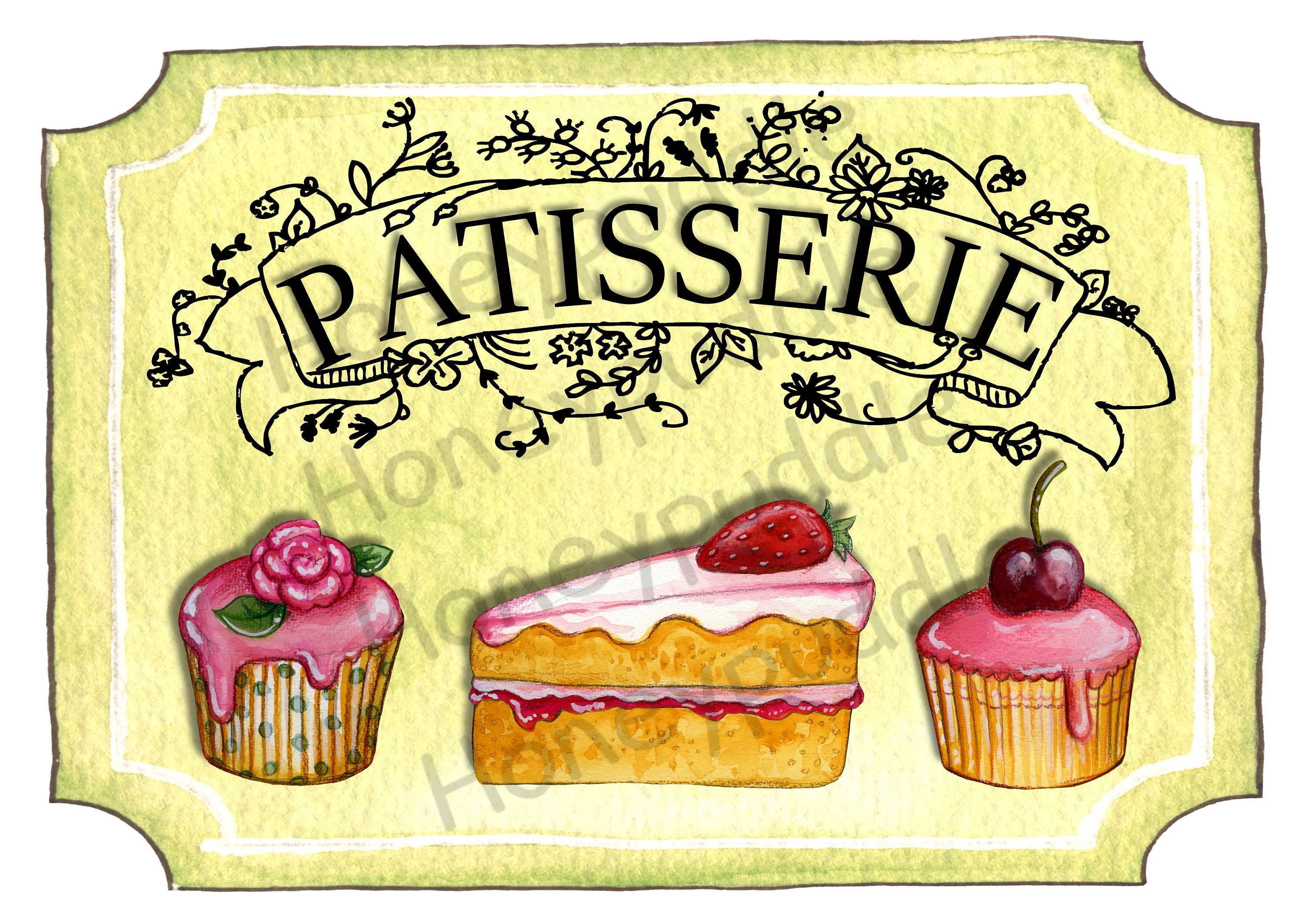 Patisserie Sign Art Print A4 Wall Art Cake Shop French