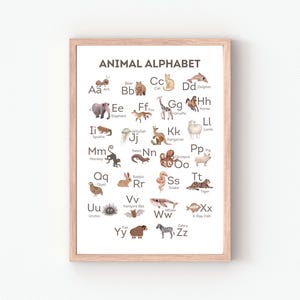 Animal Alphabet Poster: Earth Tone ABC Print (Digital Download)