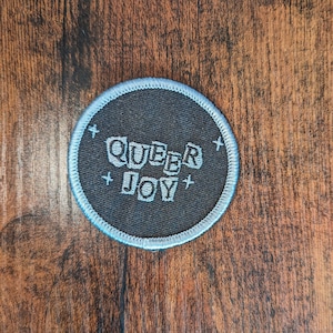 2.5" Queer Joy Embroidered Round Iron On Patch