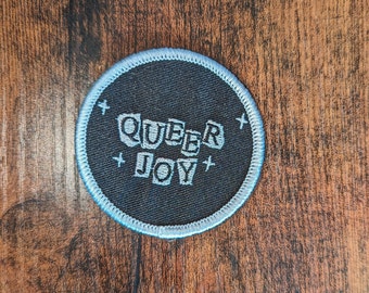 2.5" Queer Joy Embroidered Round Iron On Patch