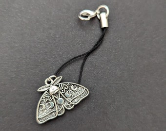 Silver Tone "Lunar Moth" Phone Charm/Keyring